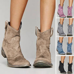 💥Wygodne damskie botki wykonane z syntetycznego zamszu