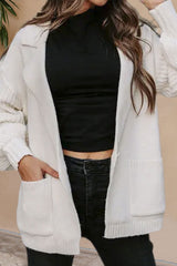 Dzianinowy kardigan średniej długości z kołnierzykiem