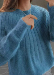 🔥Piasty sweter z dzianiny w jednolitym kolorze